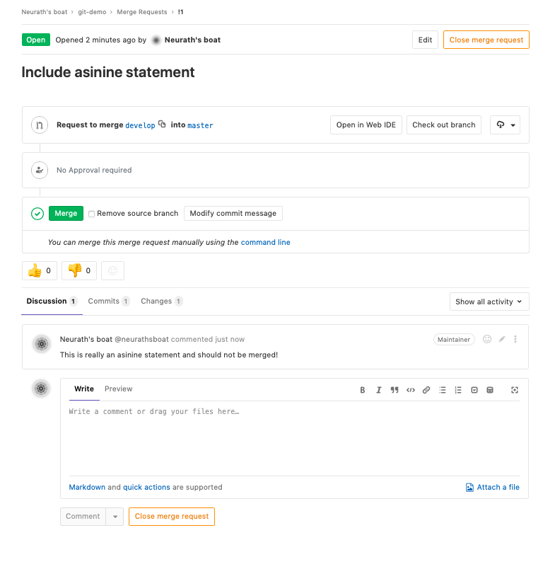 GitLab Merge Request Comment