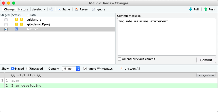 Commit in Rstudio